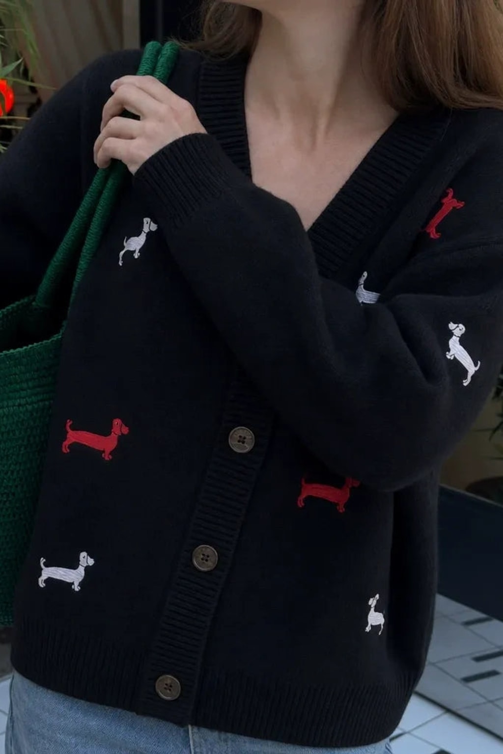 Knit Cardigan Embroidered V-Neck Sweater - 7