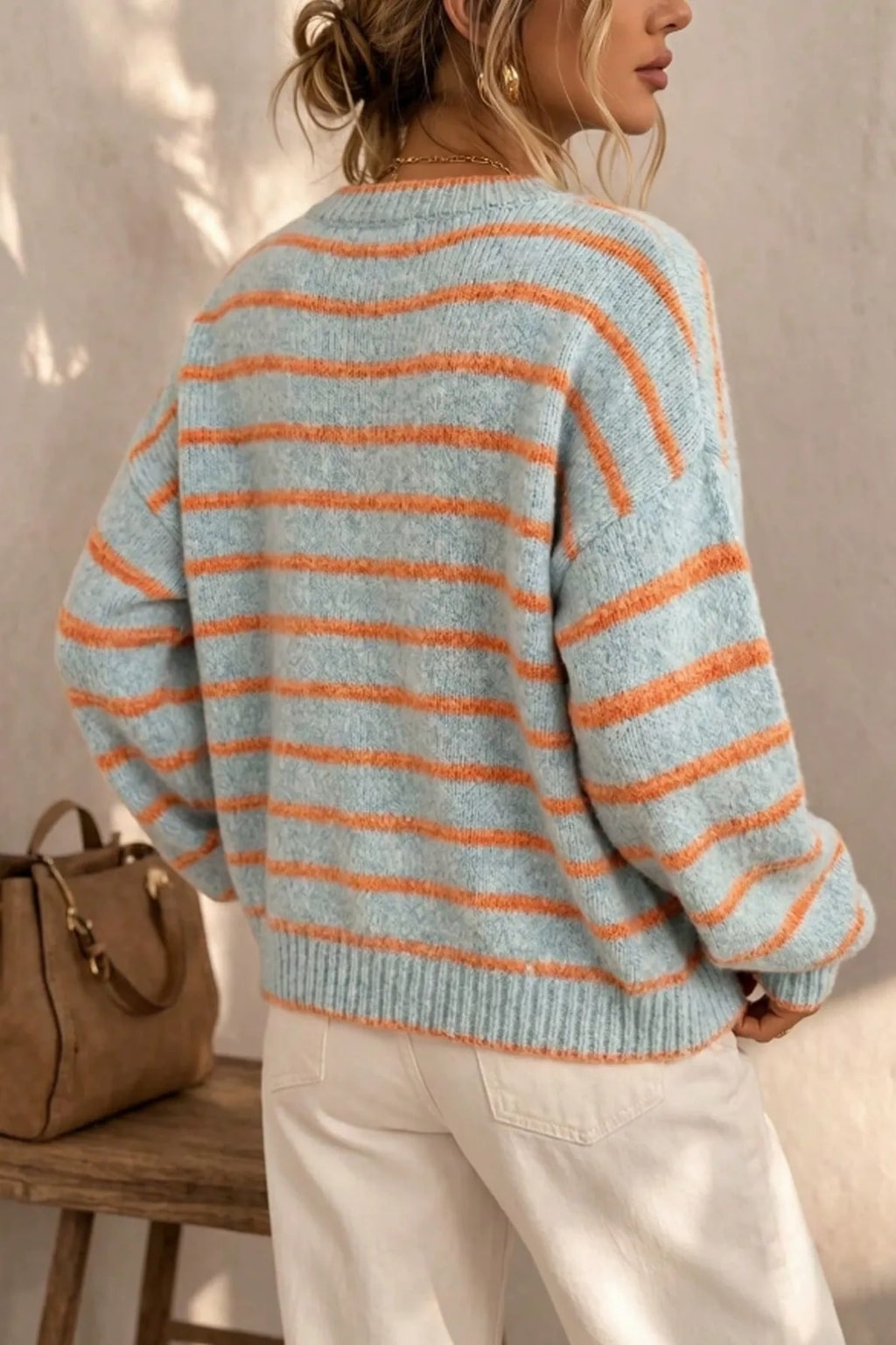 Knit Cardigan Striped Casual Button-Front Sweater - 3