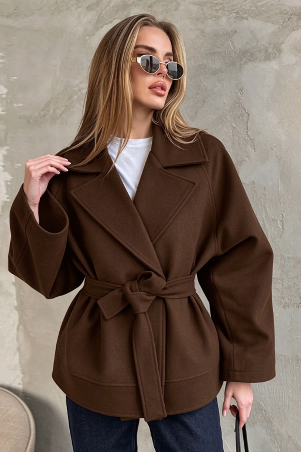 Polyester Jacket Cropped Tie-Waist Style - 5