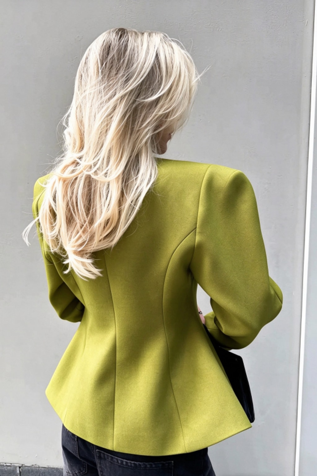 Polyester Jacket V-Neck Peplum Blazer - 4