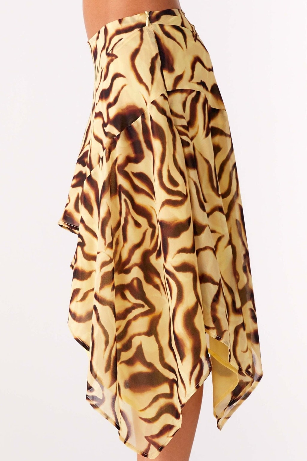 Polyester Midi Skirt Leopard Print Asymmetrical Hem - 3