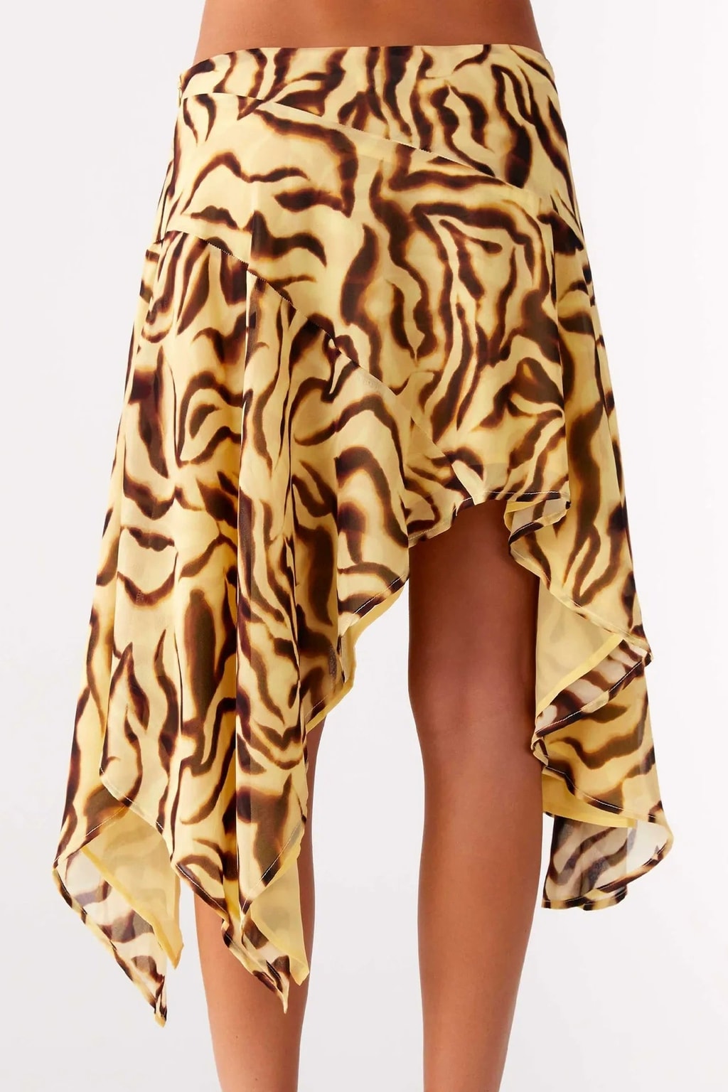 Polyester Midi Skirt Leopard Print Asymmetrical Hem - 4