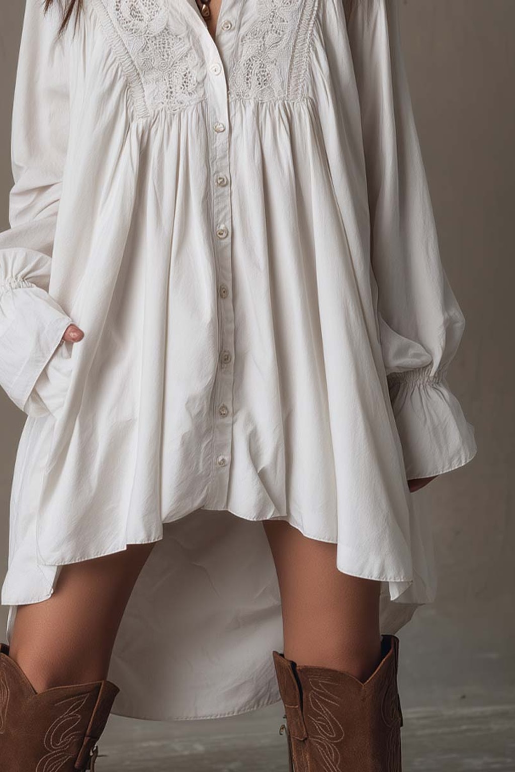 Lace Mini Dress Retro Asymmetric Hem - 5