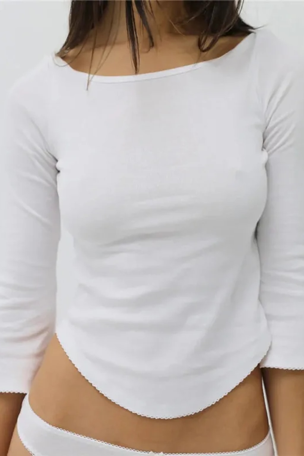 Cropped Tee Boat Neck 3/4 Sleeve Style - 6