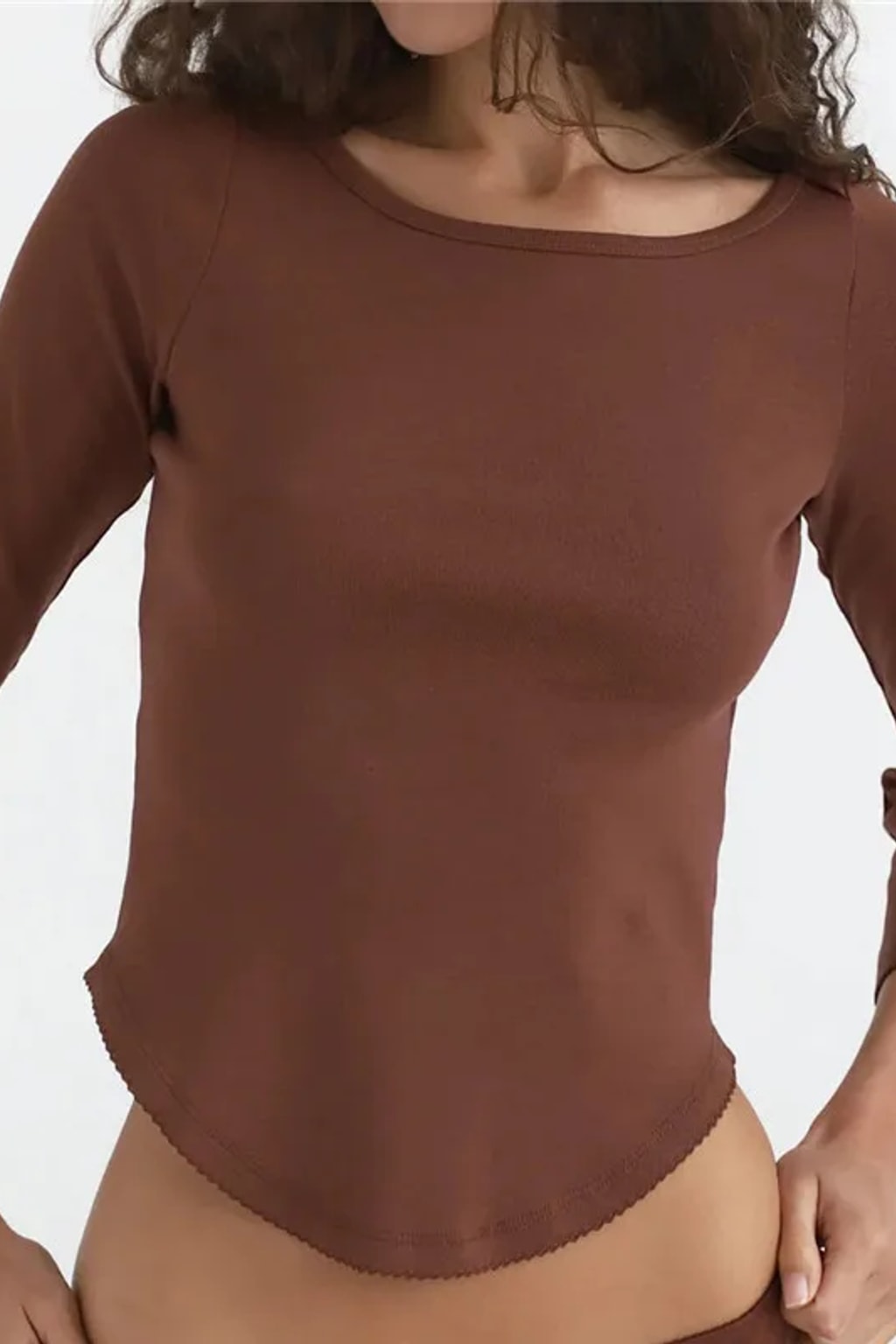 Cropped Tee Boat Neck 3/4 Sleeve Style - 11