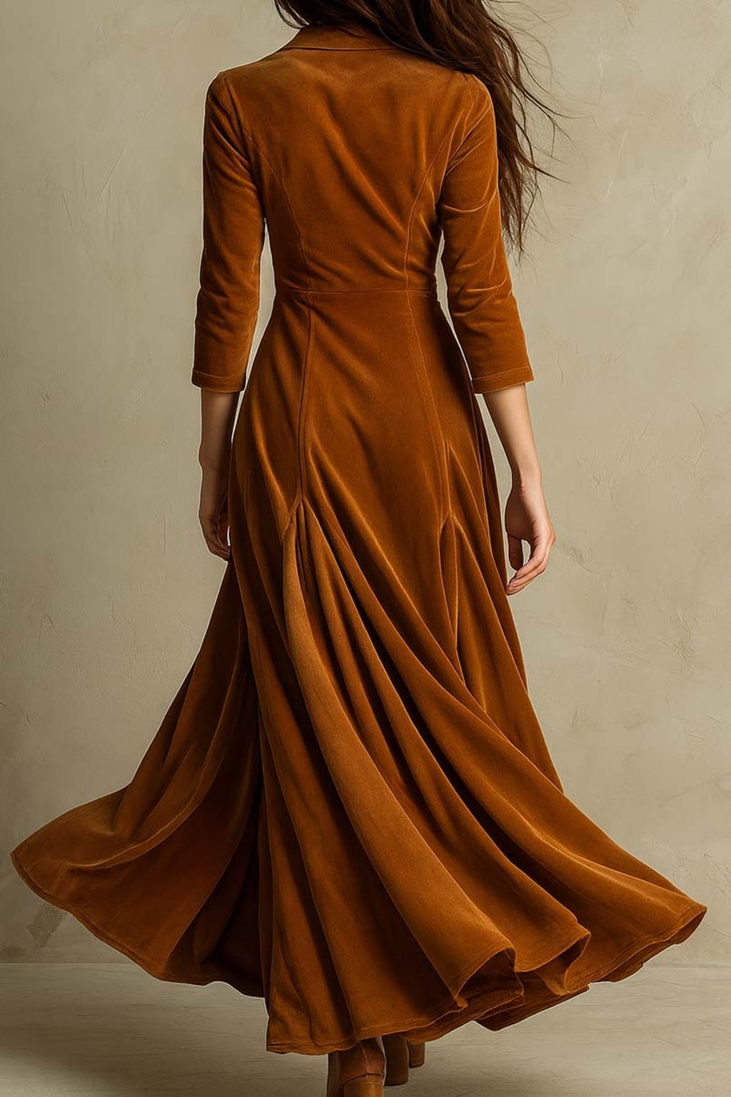 Velvet Maxi Dress Tailored Retro Blazer Style - 7