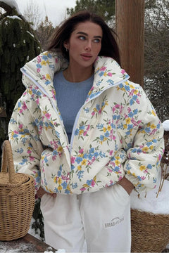 Puffer Jacket Floral Print Oversized - 4