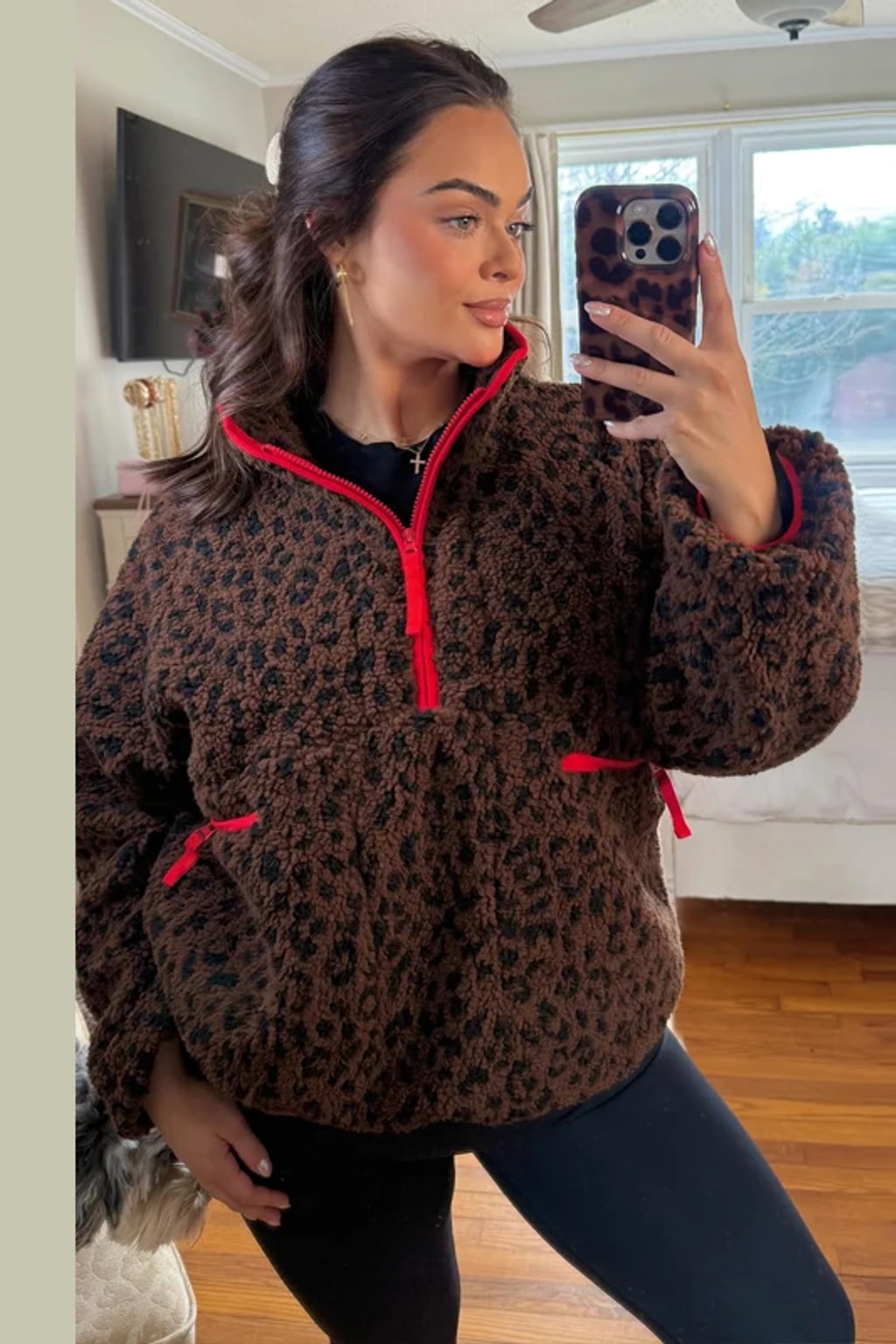 Fleece Jacket Floral Zip Up Cropped Sherpa Coat - 23
