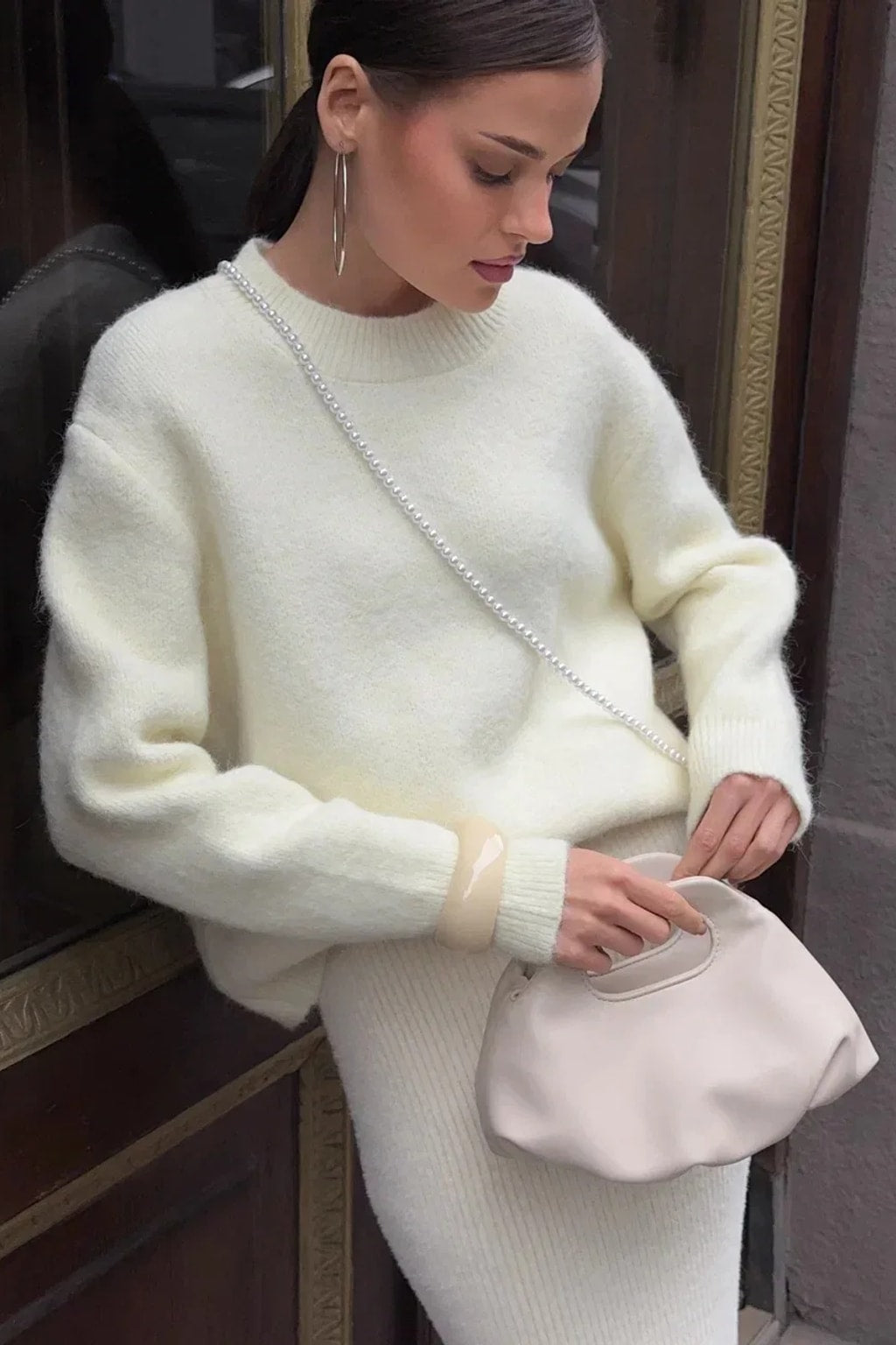 Wool Blend Sweater Oversize Jumper Cozy Knit Pullover - 2