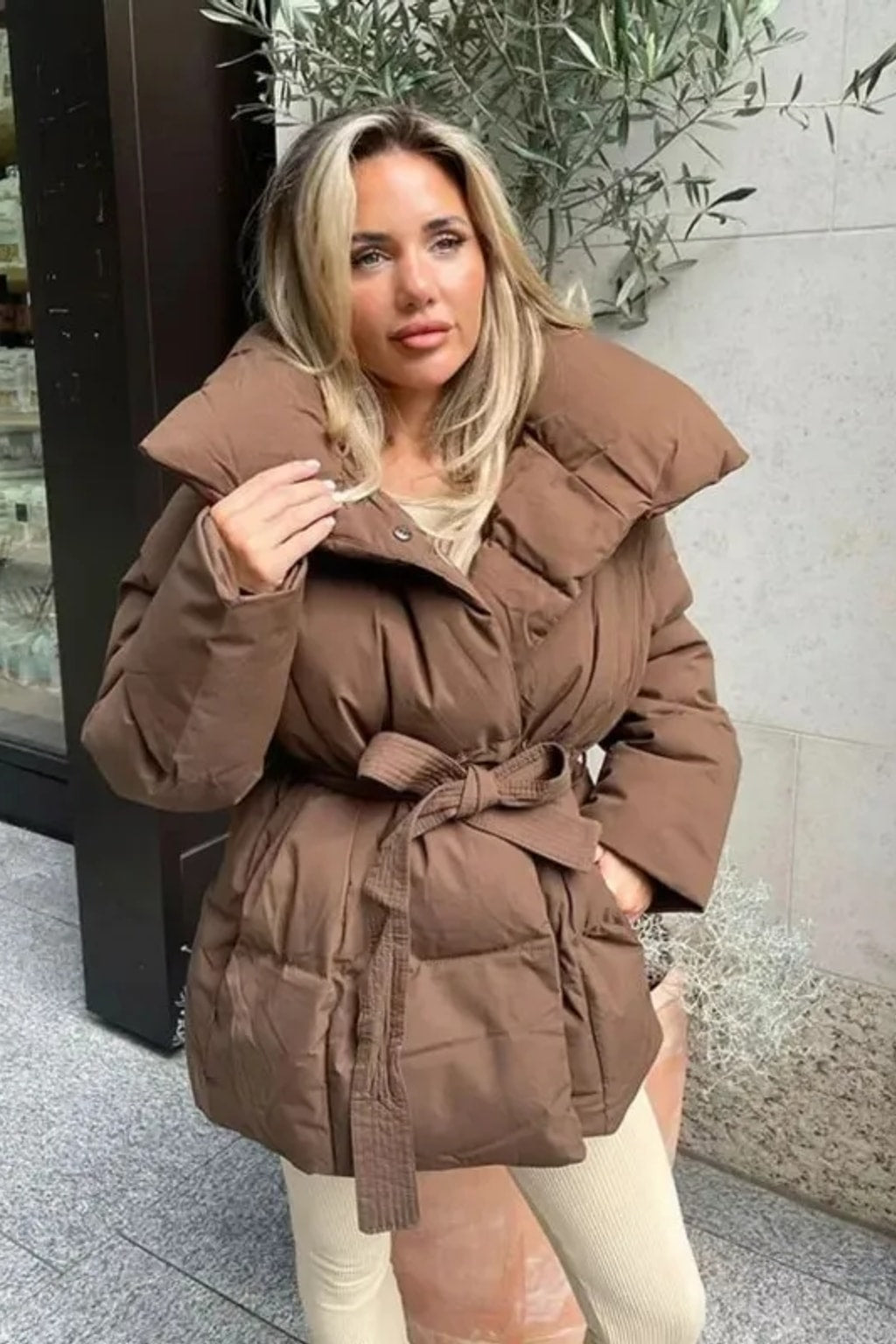 Cotton Coat Belted Lapel Outerwear - 3