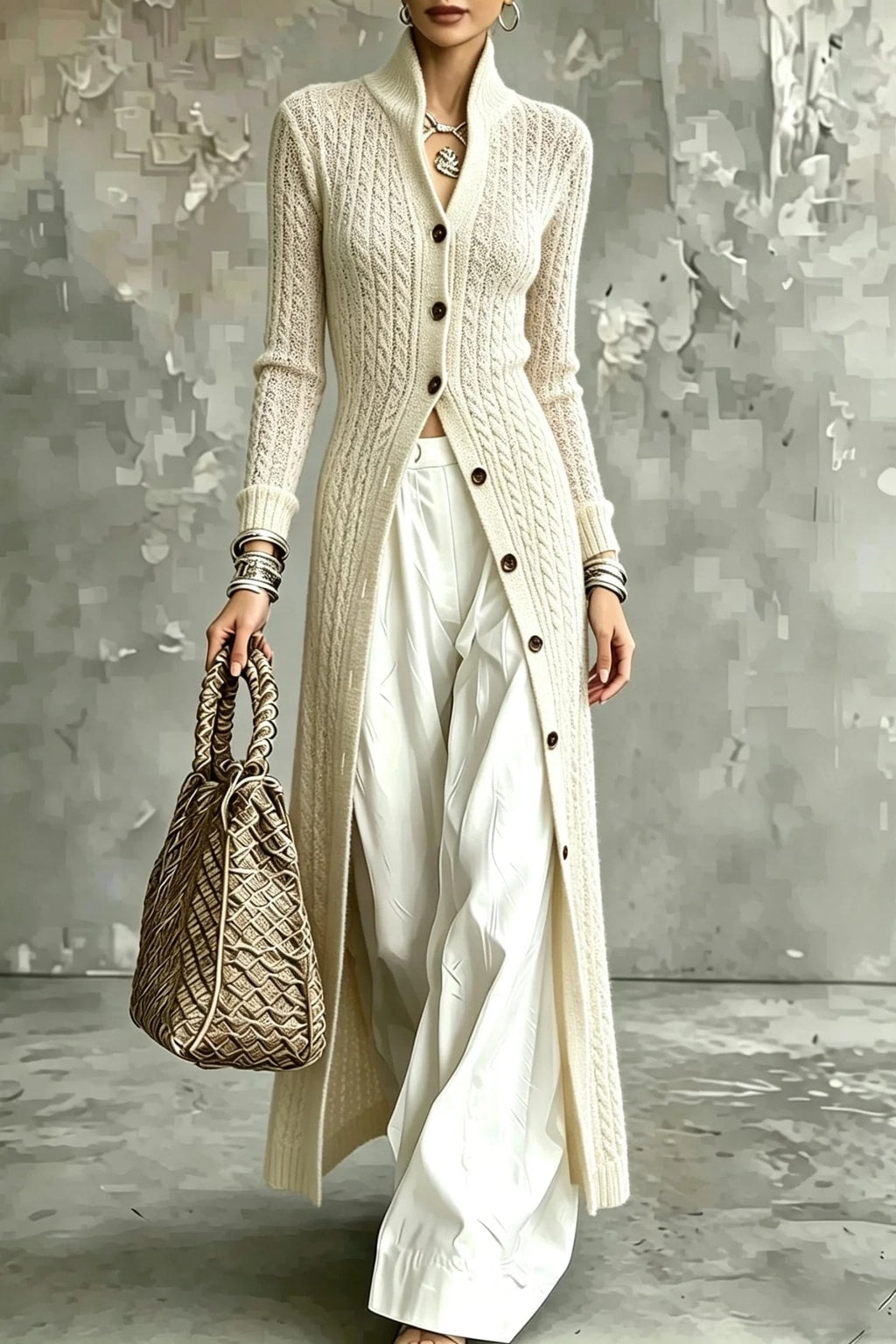 Cardigan Sweater Coat High Neck - 5