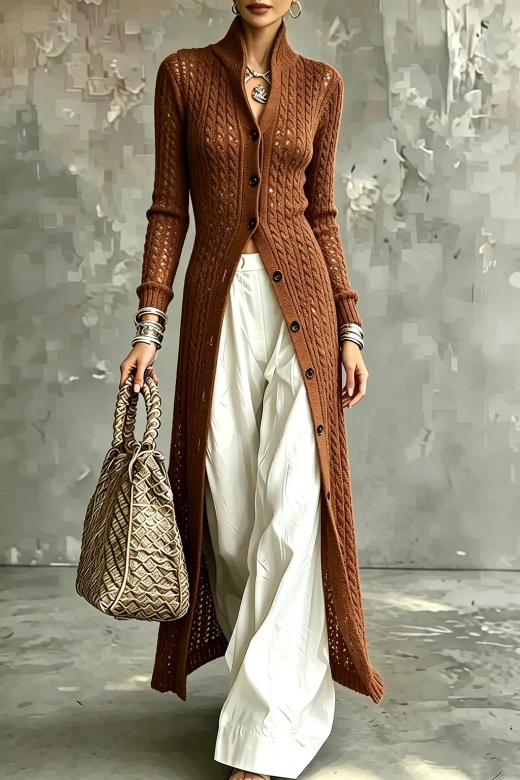 Cardigan Sweater Coat High Neck - 6