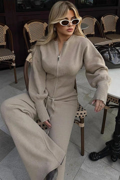 Knit Pant Set Minimalist Casual Two-Piece Suit - 2