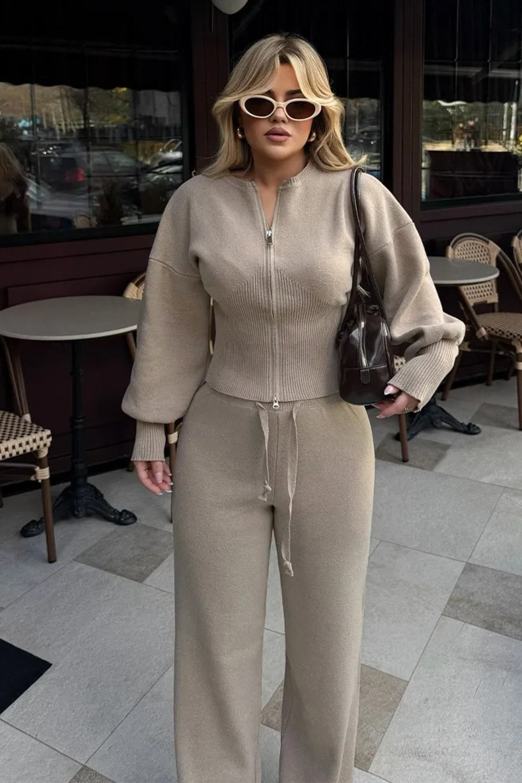 Knit Pant Set Minimalist Casual Two-Piece Suit - 3