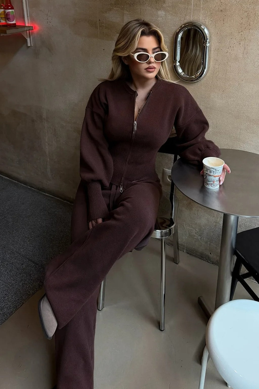 Knit Pant Set Minimalist Casual Two-Piece Suit - 5