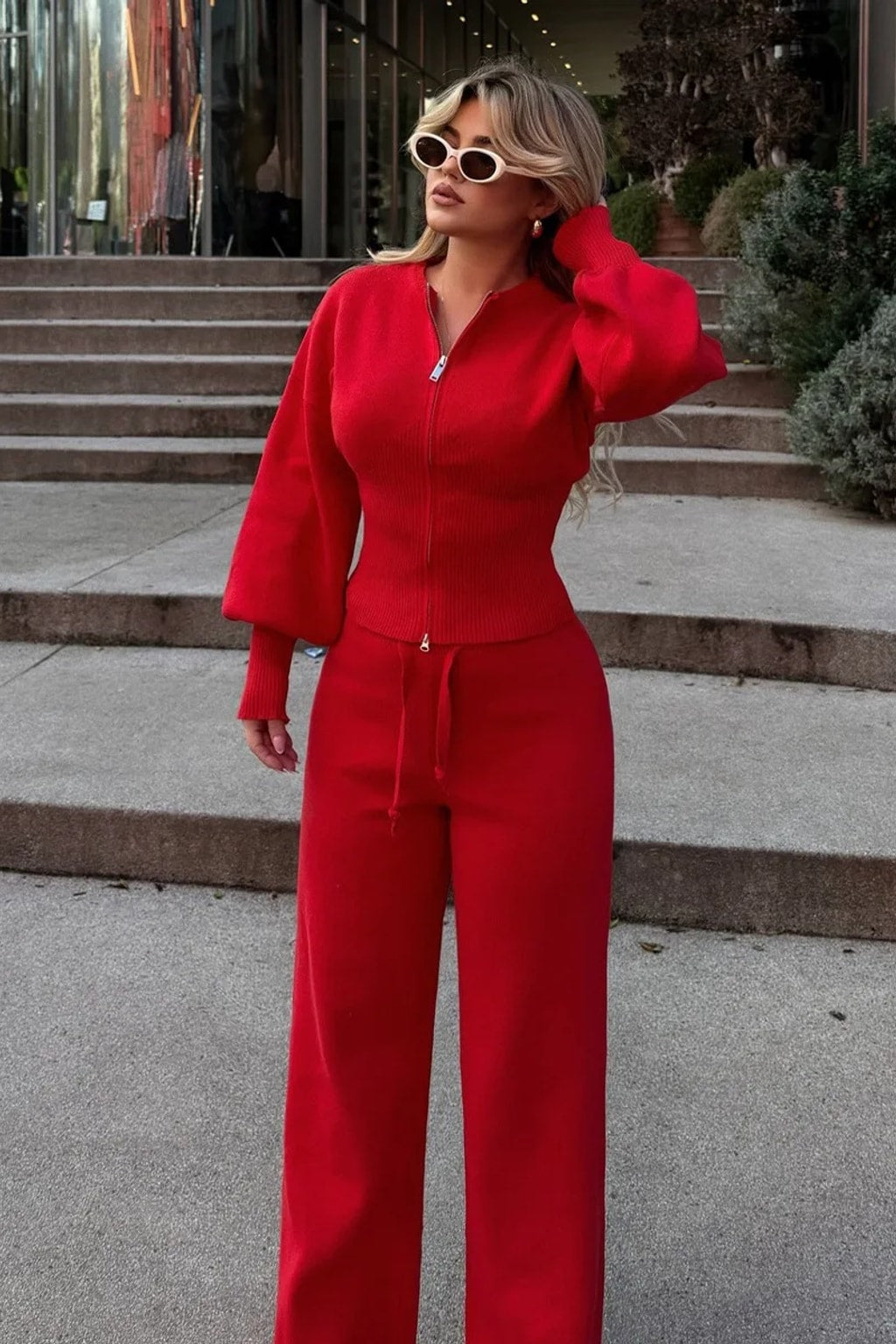 Knit Pant Set Minimalist Casual Two-Piece Suit - 7