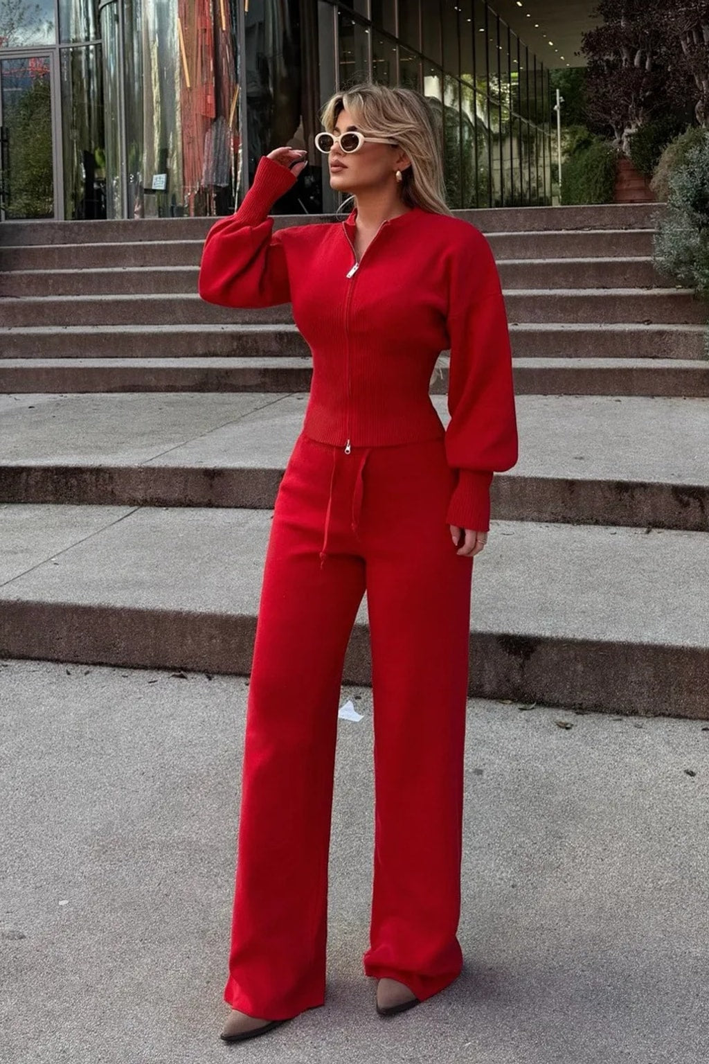 Knit Pant Set Minimalist Casual Two-Piece Suit - 6