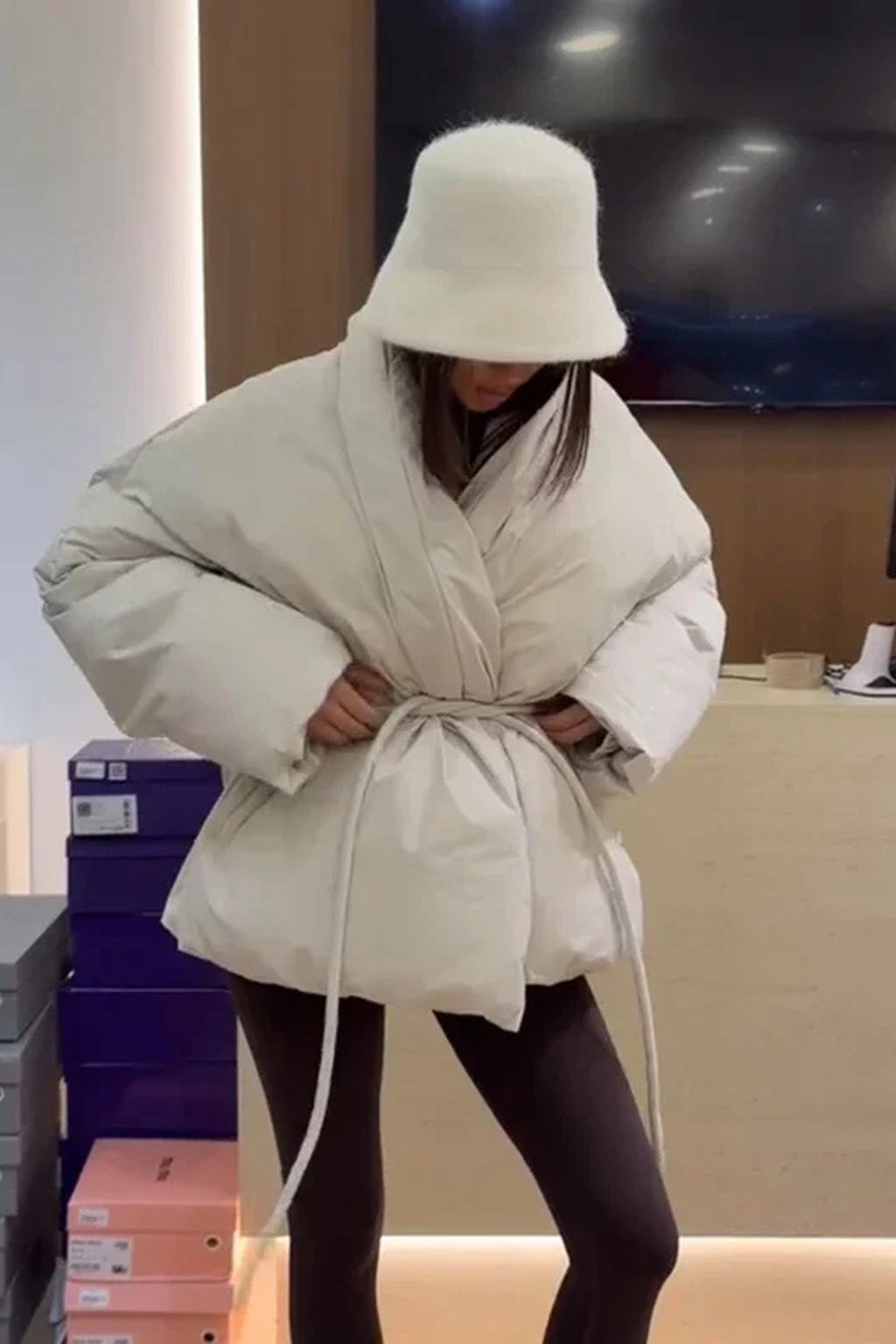 Padded Jacket Puffer Coat Cozy Wrap Collar - 4