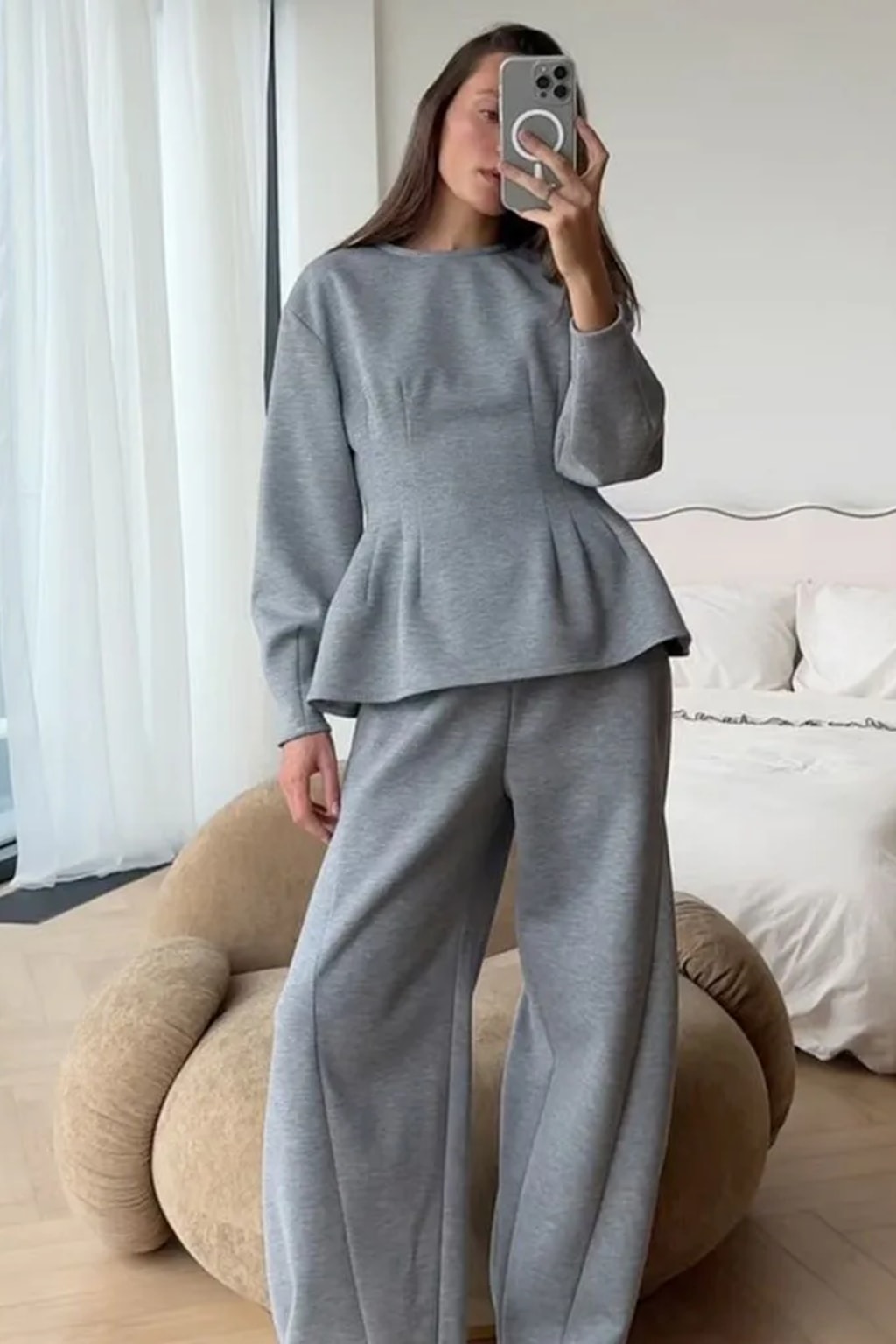 Tracksuit 2 Piece Set With Wide Leg Pants - 3