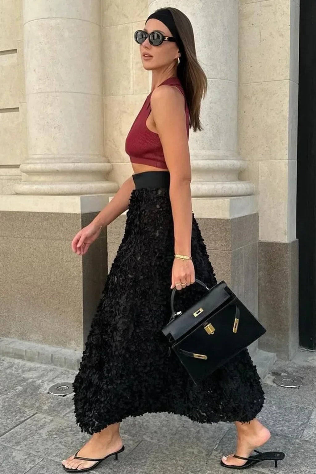 Cotton Linen Maxi Skirt High Waisted A-Line - 12
