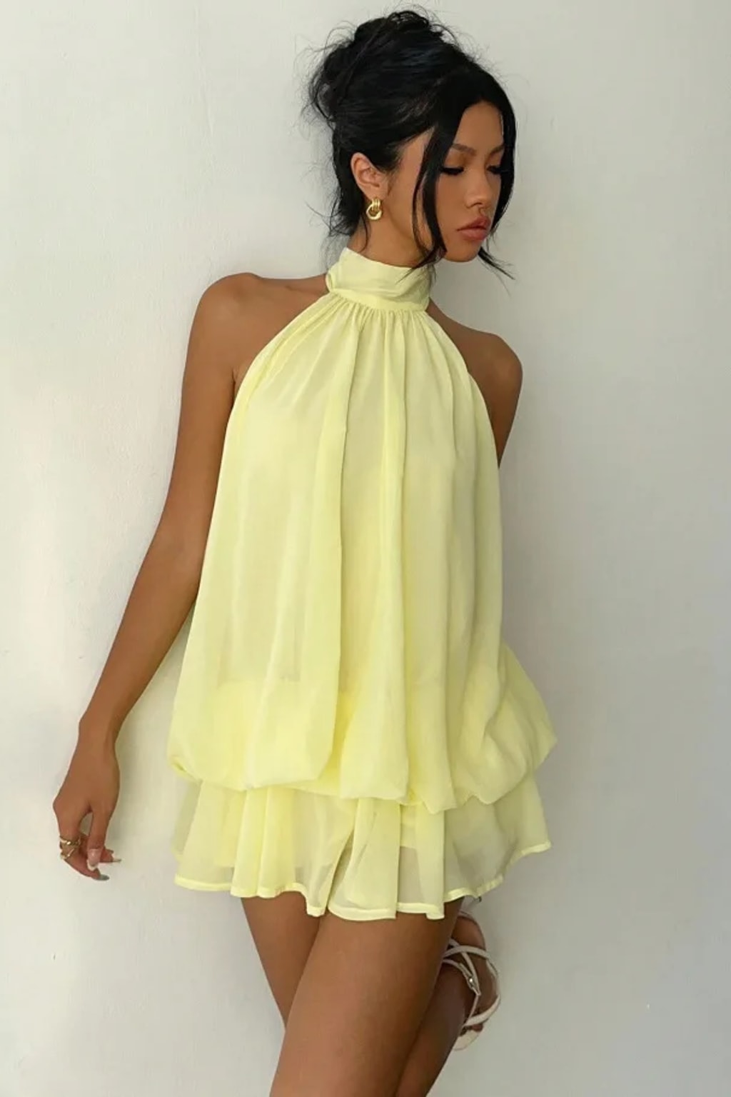 Dress Halter Backless Tie Waist - 5