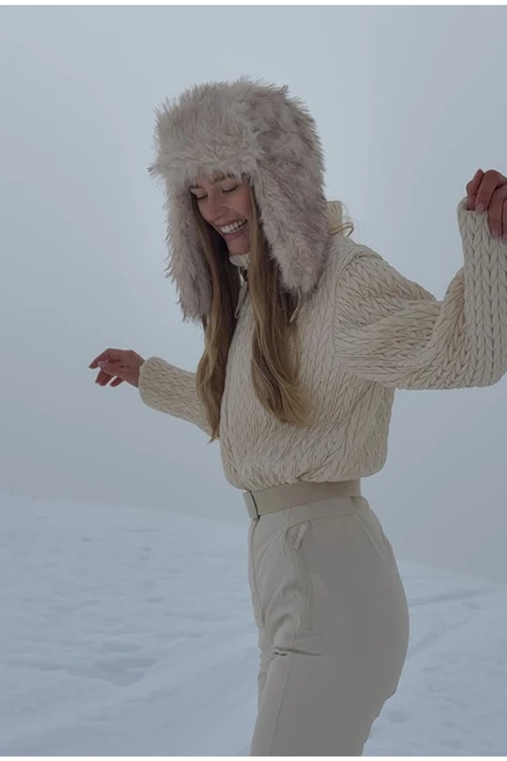 Broadcloth Ski Jumpsuit Quilted Stand Collar Cream - 14