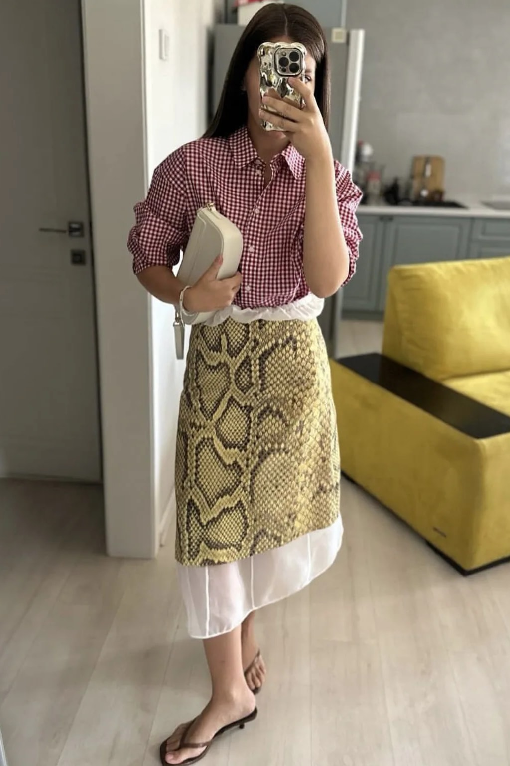 Snake Print Straight Skirt High Waist Long Silhouette - 6