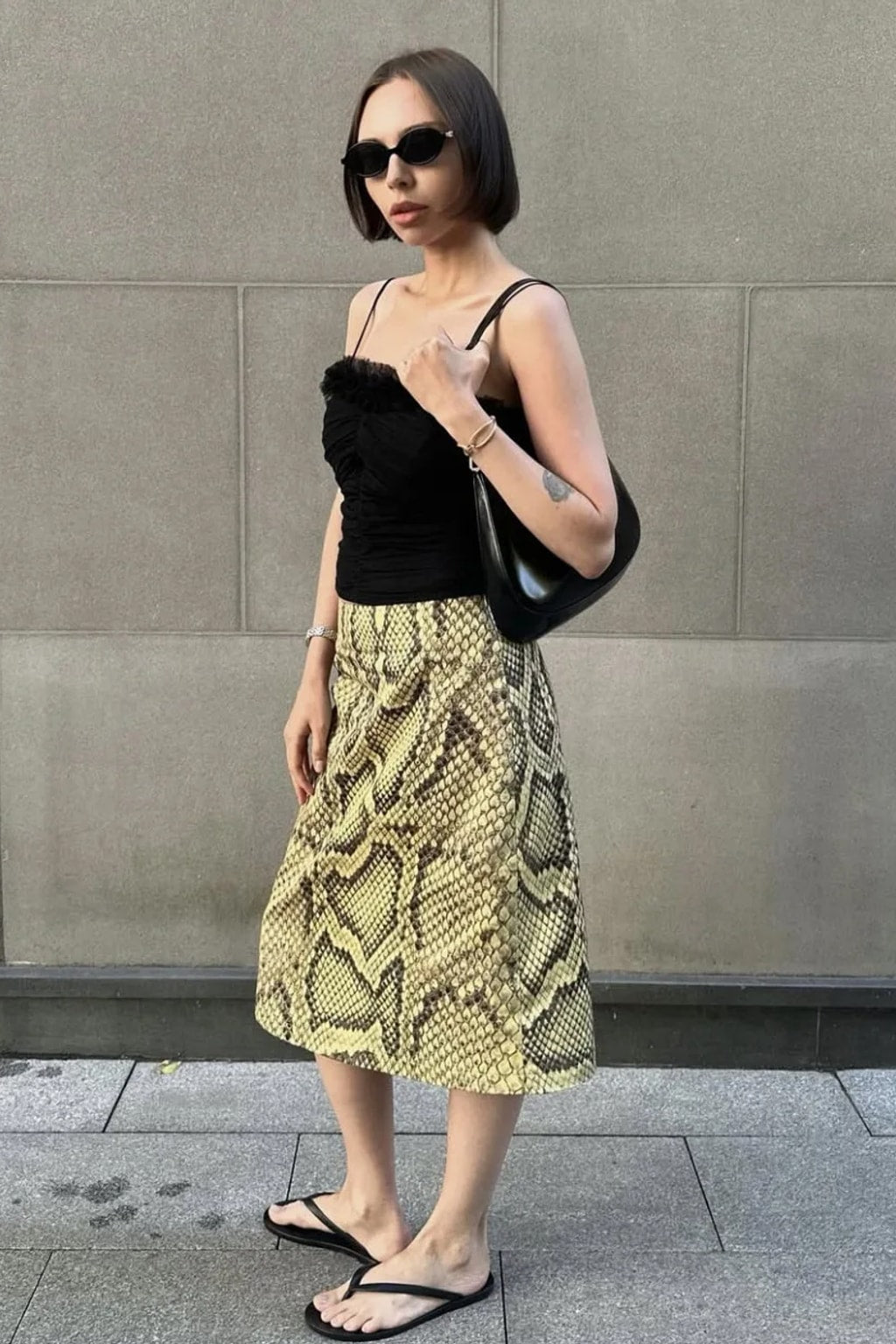 Snake Print Straight Skirt High Waist Long Silhouette - 7
