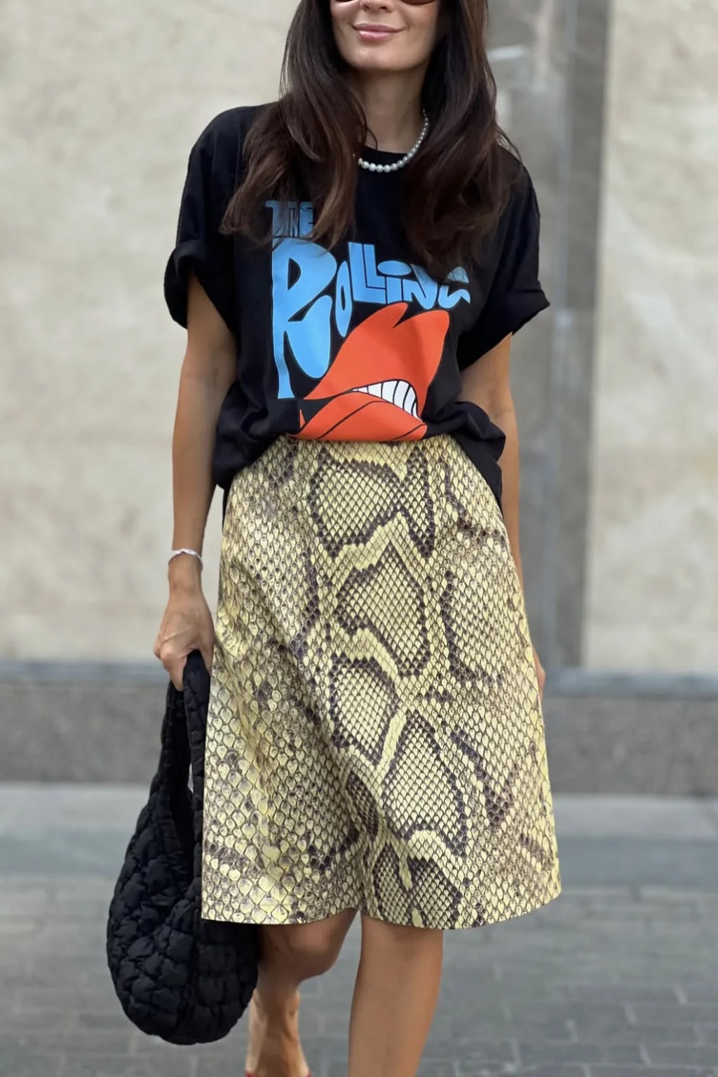 Snake Print Straight Skirt High Waist Long Silhouette - 10