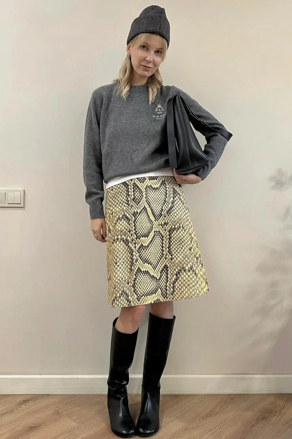 Snake Print Straight Skirt High Waist Long Silhouette - 9