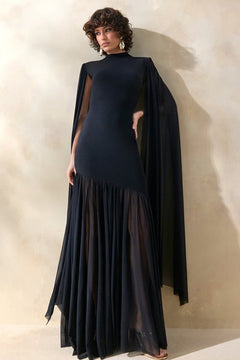 Tulle Maxi Dress With Cape Sleeves - 2
