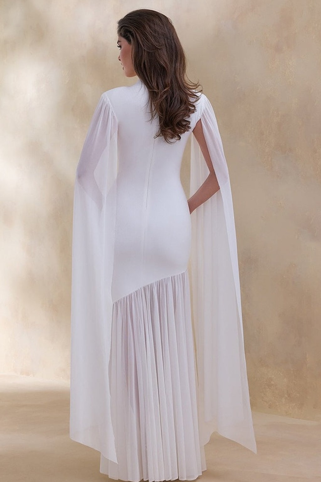 Tulle Maxi Dress With Cape Sleeves - 5