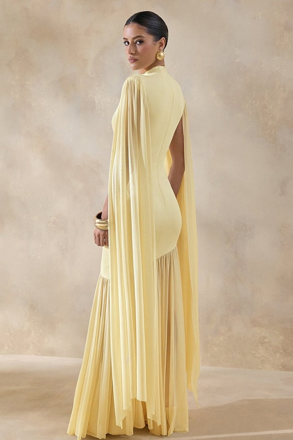 Tulle Maxi Dress With Cape Sleeves - 7