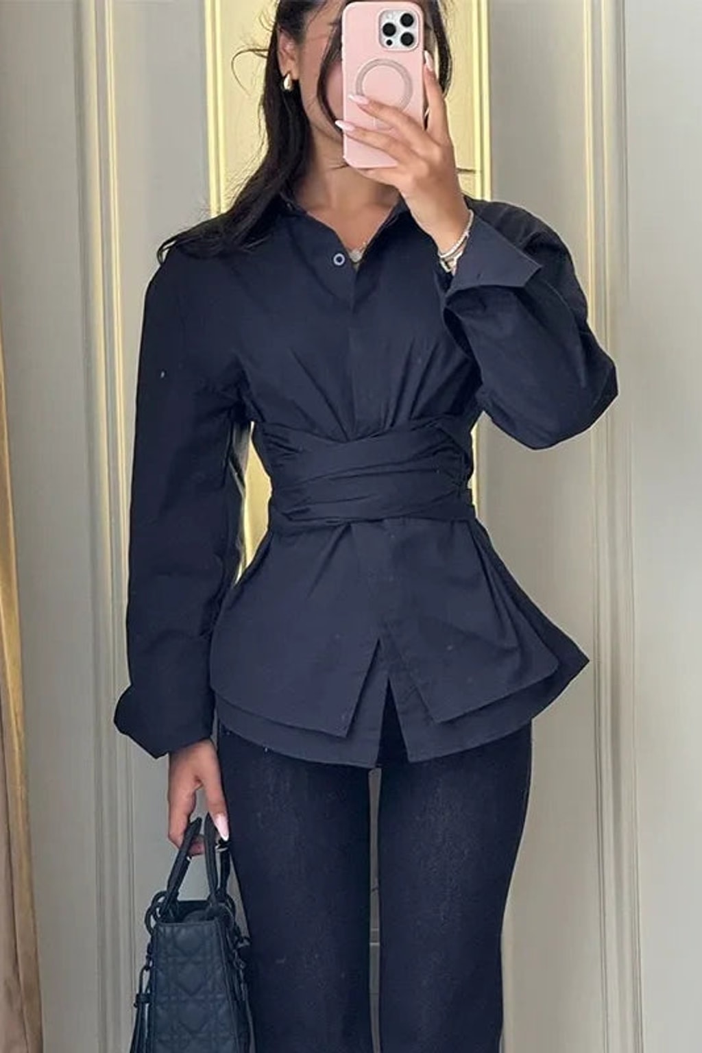 Cotton Shirt Wrap Tie Waist - 6