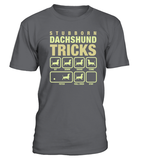 Stubborn Dachshund Tricks T-Shirt - Charcoal