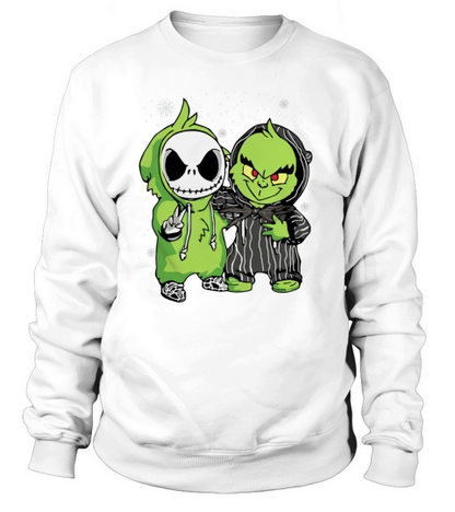 Baby Jack Skellington and Grinch Christmas Sweatshirt Unisex