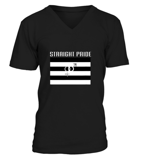Straight Pride Flag For A Proud Heterosexual Person V-Neck T-shirt