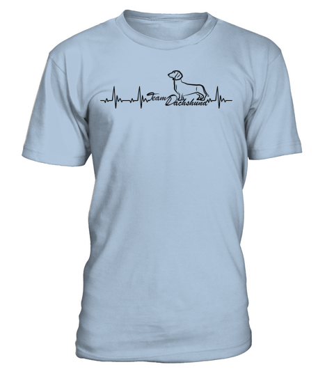 Wiener Dog Heartbeat With Team Dachshund T-Shirt - Blue Sky