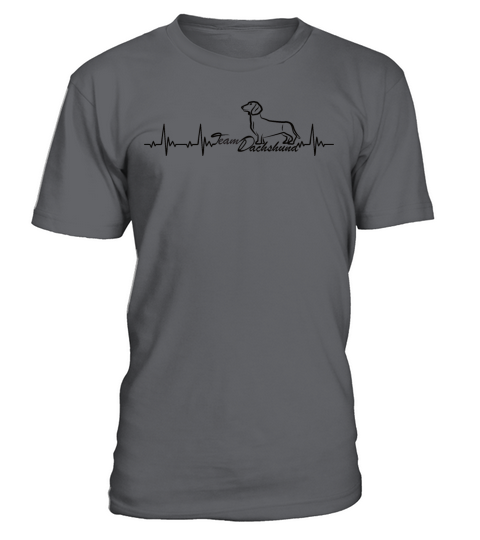 Wiener Dog Heartbeat With Team Dachshund T-Shirt - Charcoal
