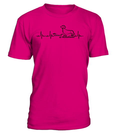 Wiener Dog Heartbeat With Team Dachshund T-Shirt - Dark Pink