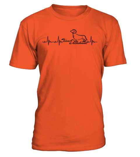 Wiener Dog Heartbeat With Team Dachshund T-Shirt - Orange
