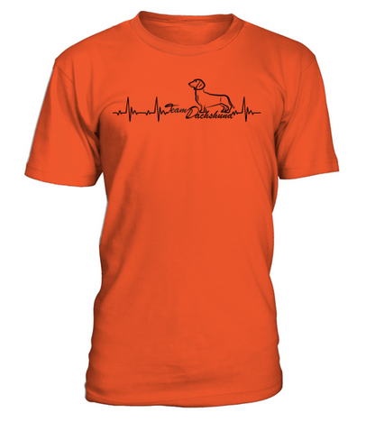 Wiener Dog Heartbeat With Team Dachshund T-Shirt - Orange