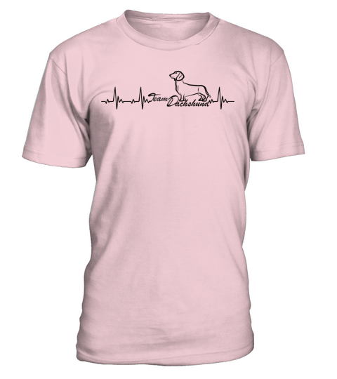 Wiener Dog Heartbeat With Team Dachshund T-Shirt - Pale Pink