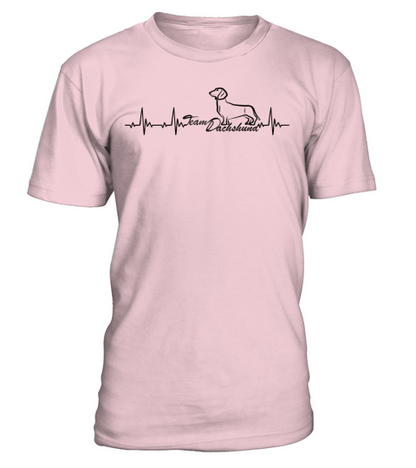 Wiener Dog Heartbeat With Team Dachshund T-Shirt - Pale Pink