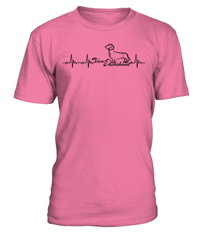 Wiener Dog Heartbeat With Team Dachshund T-Shirt - Pink Azalea