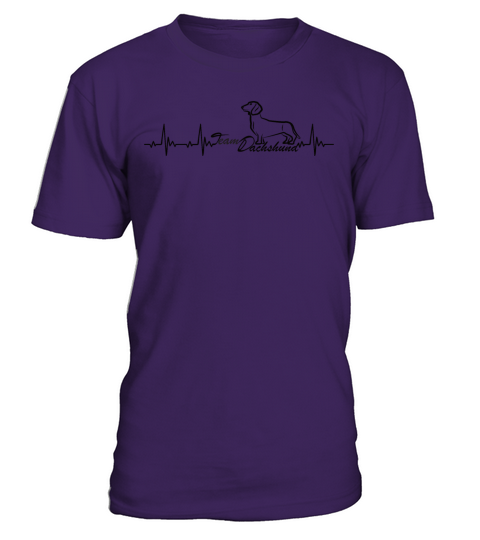 Wiener Dog Heartbeat With Team Dachshund T-Shirt - Purple