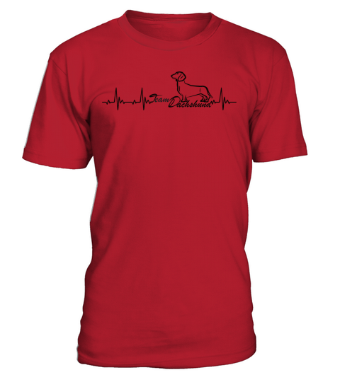 Wiener Dog Heartbeat With Team Dachshund T-Shirt - Red
