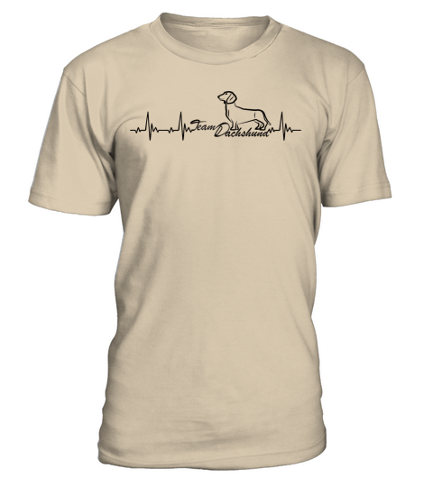 Wiener Dog Heartbeat With Team Dachshund T-Shirt - Sand