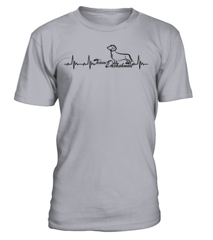 Wiener Dog Heartbeat With Team Dachshund T-Shirt - Sport Grey